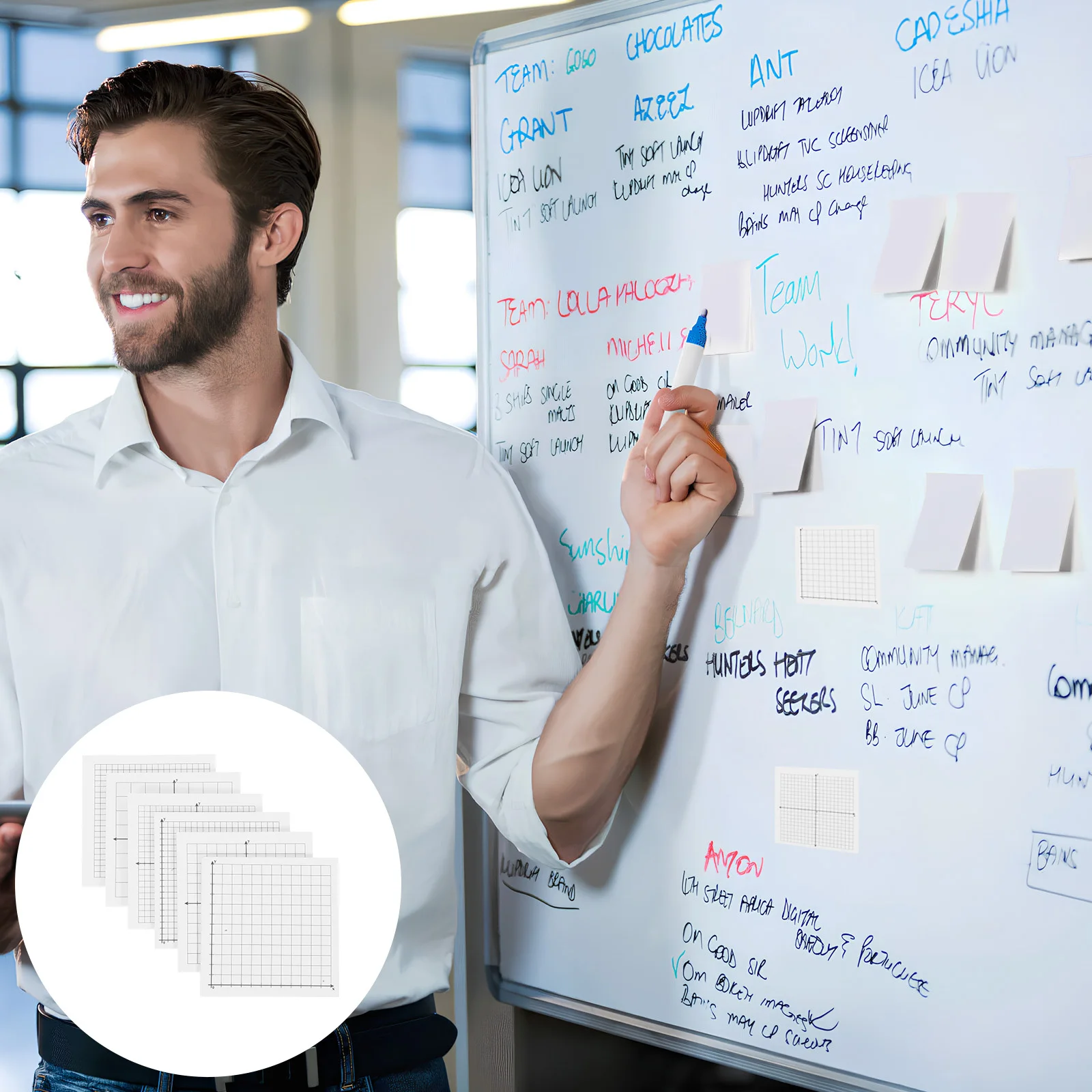 6 blocchi note autoadesivi con motivo a griglia, adesivo affidabile per promemoria quotidiani, cancelleria per scrittura ordinata, carta a righe