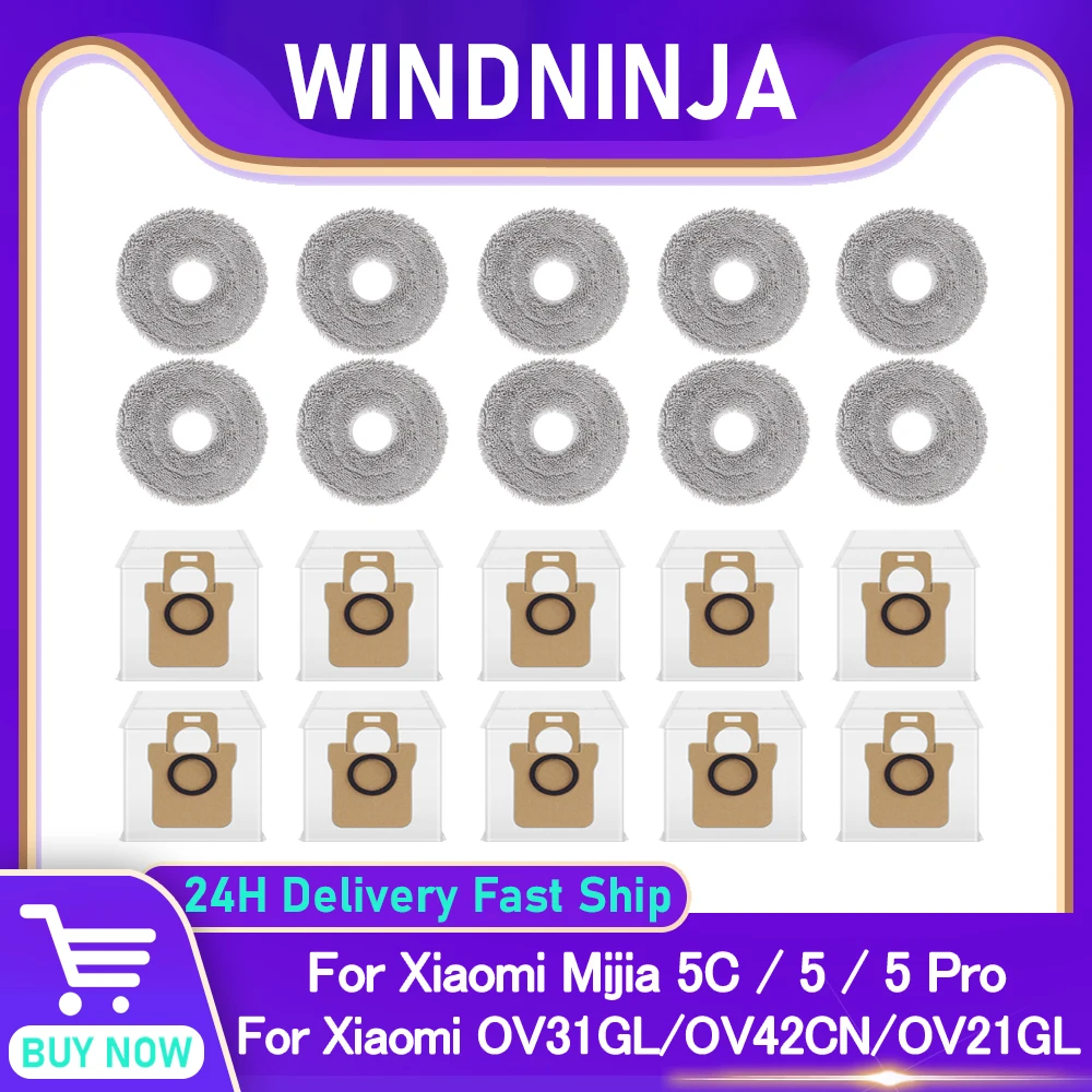 Mop Cloths Dust Bag For Xiaomi Mijia 5C/5/5Pro /OV31GL/OV42CN/OV21GL Robot Vacuum Accessories Washable Reusable Mop Pad Bag Part