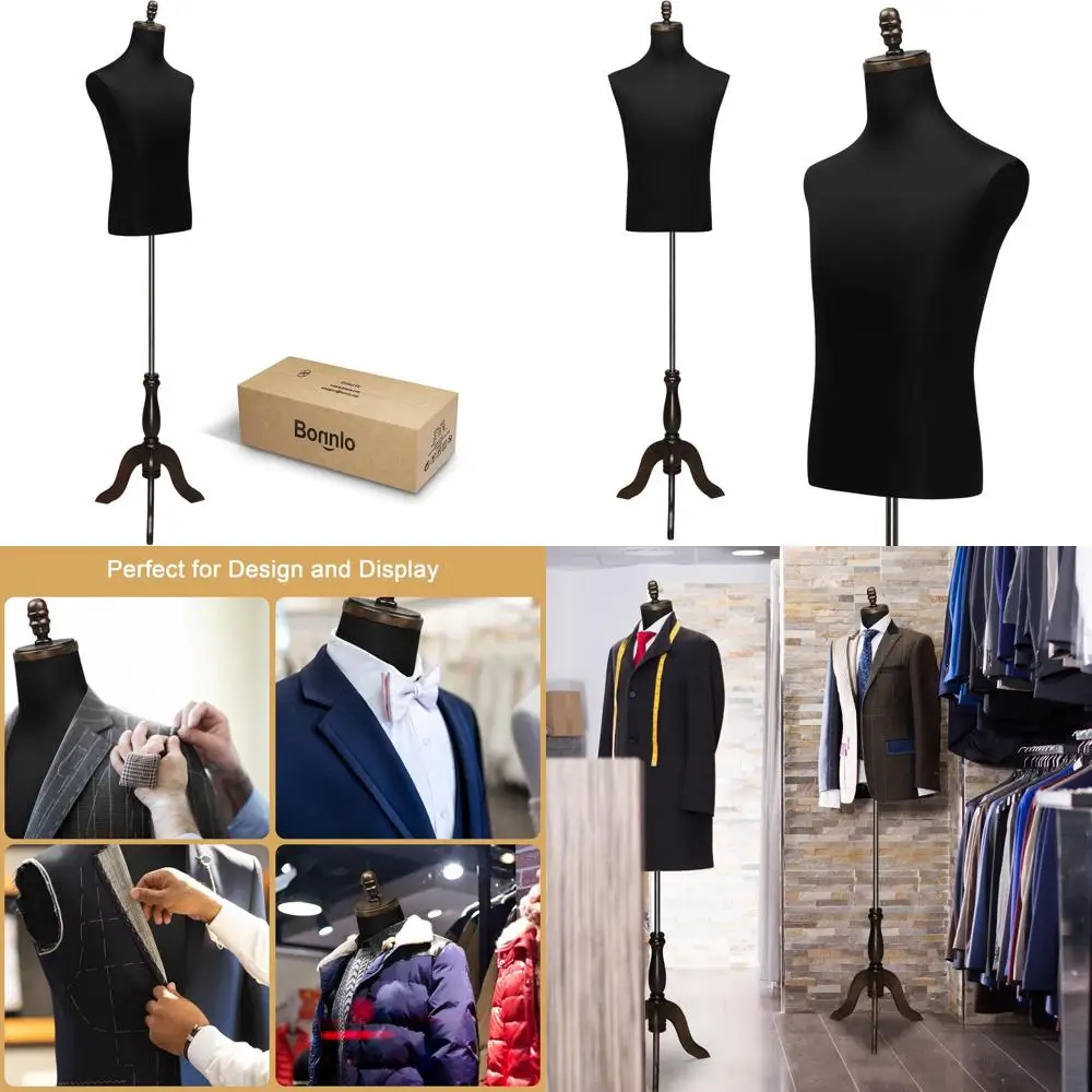 

Adjustable Wooden Tripod Stand for Male Mannequin, Ideal for Body or Silk Display and Sewing