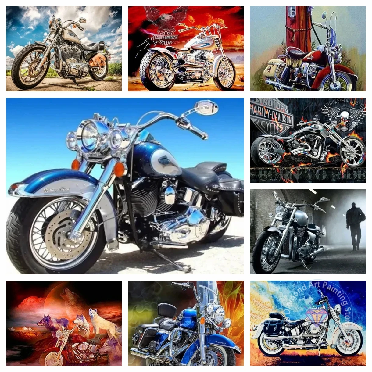 

2024 New 5D DIY AB Diamond Painting Vintage Motorcycle Diamond Mosaic Art Embroidery Cross Stitch Kit Home Decoration Hobby