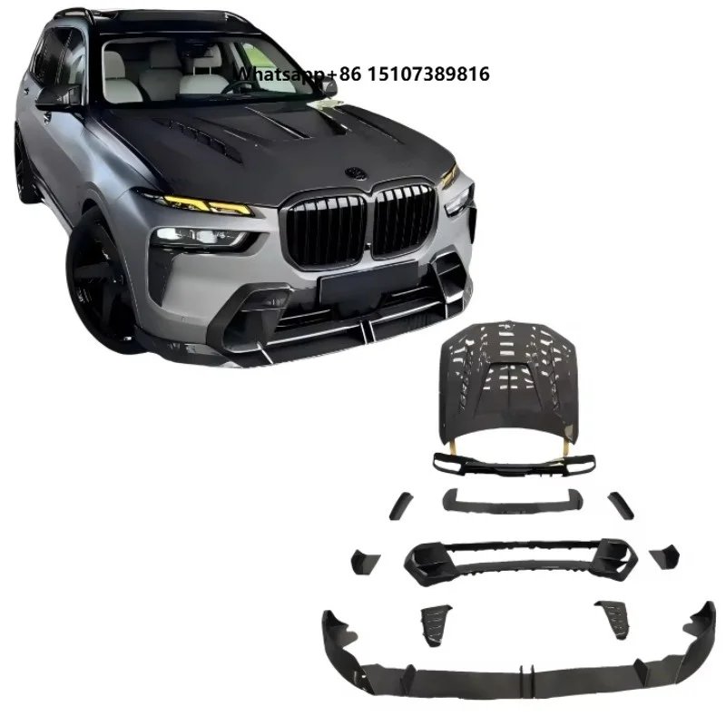 New for X7/G07 Sport Carbon Fiber Bumper Kit-Front Lip/Rear Lip/Side Skirts/Rear Section Clip-on with Clips 2022-Present