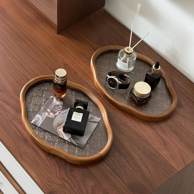 

Китайский десертный поднос, чайный поднос, настольный высококачественный овальный стеклянный поднос для чая, вина, фруктов, чайный сервиз, поднос для фруктового чая.