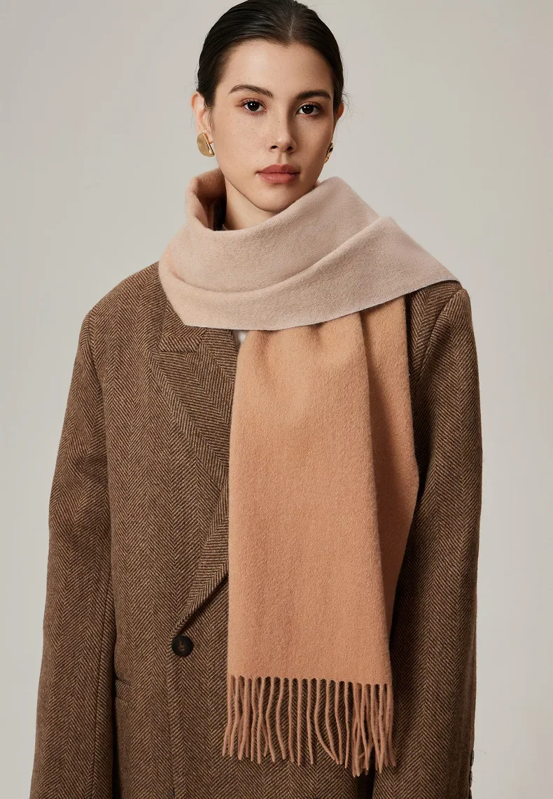 وشاح نسائي كاجوال من الصوف مع شال شرابة شتاء 2025 إكسسوار عصري جديد #4
