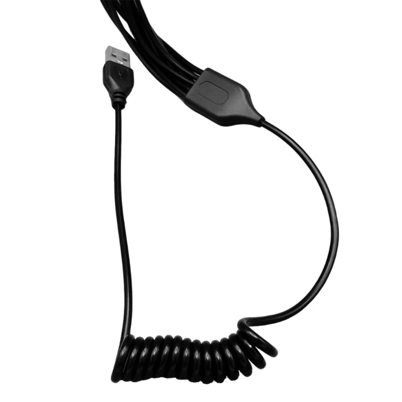 Cable carga USB en resorte 54cm largo, 10 conectores diferentes, compatible con transferencia eficiente y