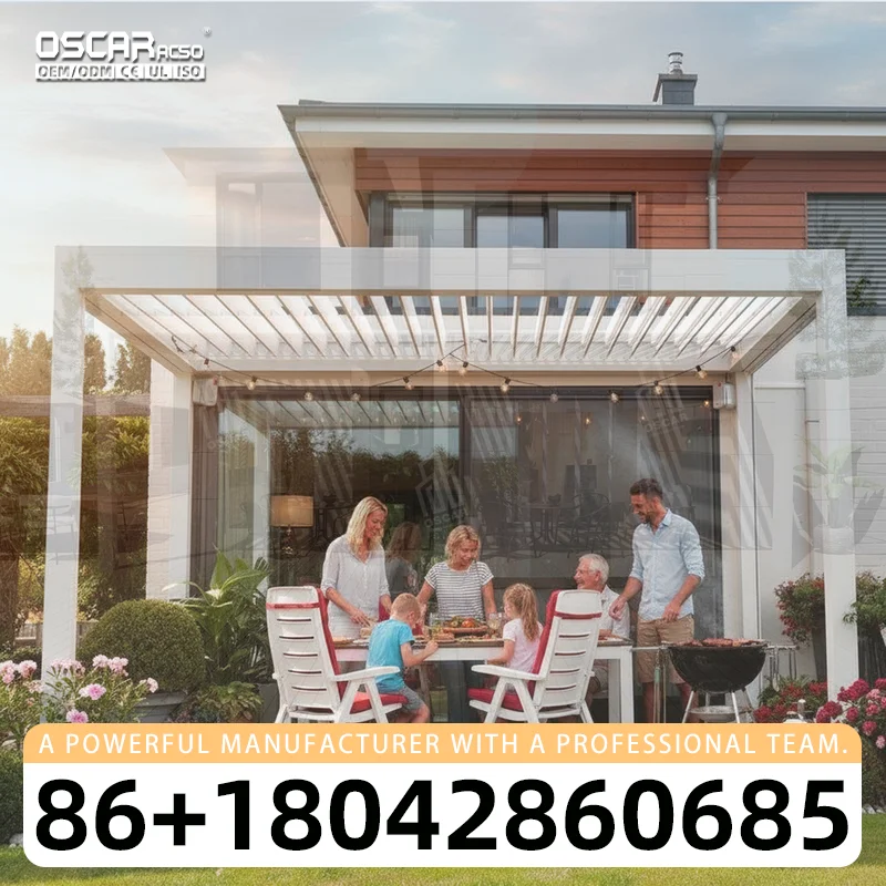 Outdoor Bioclimatic Waterproof UV Block Motorized Louvered Aluminum Pergola for Garden Patio Backyard pergola