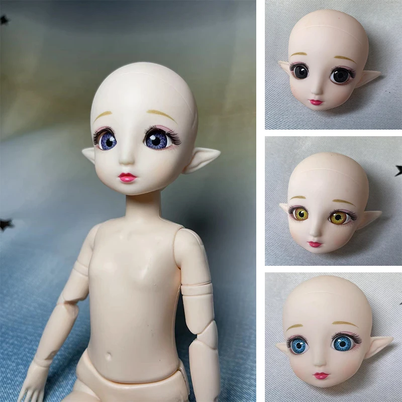 30cm Girls DIY Doll BJD Doll Makeup Doll Head or Whole Doll 22 Joints Moveable Elf Doll Girls Doll Toy Gift Lol Dol