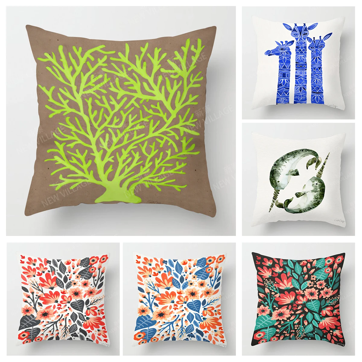 Indian autumn home decoration pillowcase, modern cover 45x45cm, 45x45, 50x50cm, 60x60, 40x40cm, green leaf