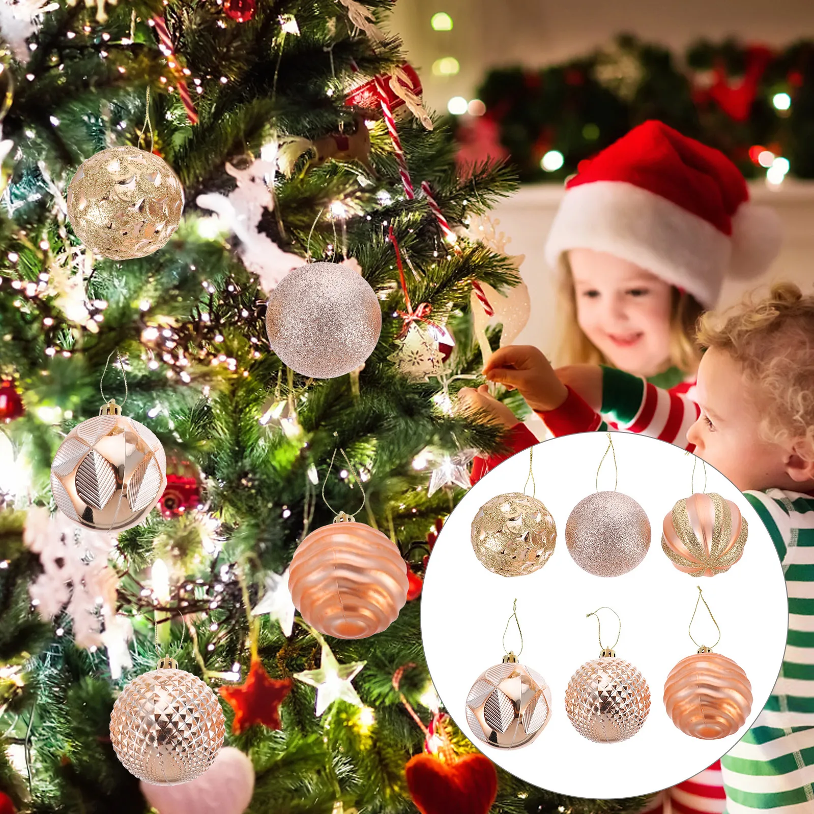 

Shape Christmas Tree Decoration Colorful Balls Hanging Ornaments Oversized Party