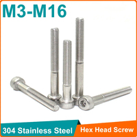 1-10 M3 M4 M5 M6 M8 M10 M12 M14 M16 304 Stainless Steel Allen Hexagon Hex Socket Cap Head Half Thread Screw Bolt Lengthened Long