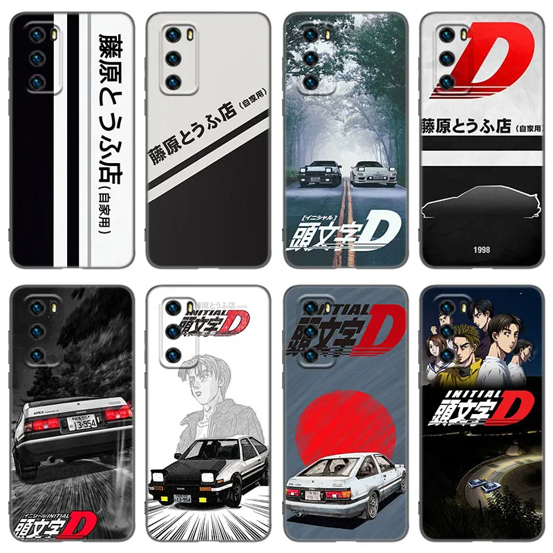 Initial D AE86 Phone Case For Huawei P20 P30 P40 P50 P Smart Z S Pro P8 P9 P10 Lite 5G E 2017 2018 2019 2020 2021 Black Cover