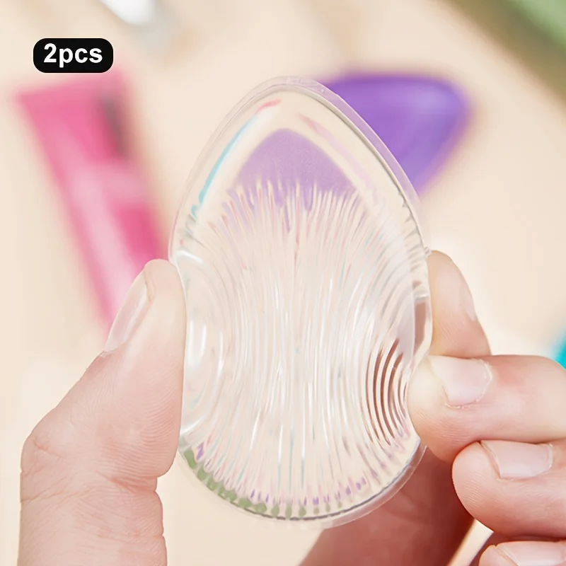 2 szt. Silikonowa gąbka do makijażu w kształcie łezki - przezroczysta, silikonowa puszka do makijażu - bez oboju, naturalny lateks, wielokrotnego użytku, przybory kosmetyczne