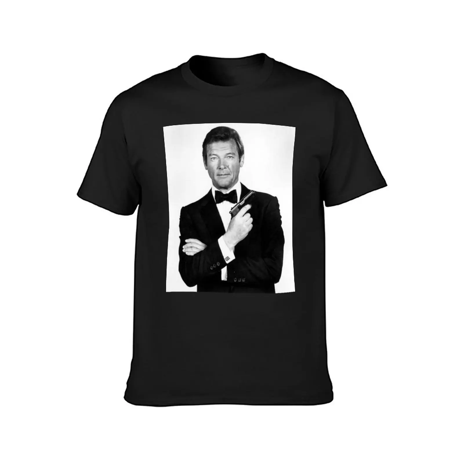 Roger Moore classic T-Shirt hippie clothes cute tops customs Men's cotton t-shirt