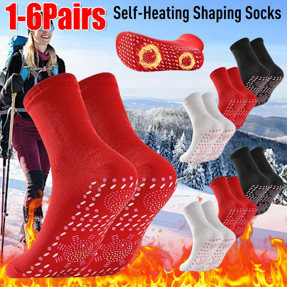 

1-6 пар самонагревающихся формирующих носков, противоскользящие зимние эластичные термоноски, морозостойкие обезболивающие носки для акупрессуры, унисекс