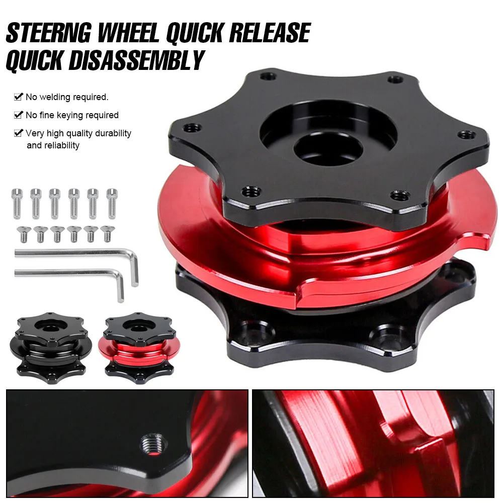 Universal Aluminum D Shape Steering Wheel Quick Release Hub Adapter Boss For 6-bolt x 70mm Pattern Short AU Hubs Steering Wheel