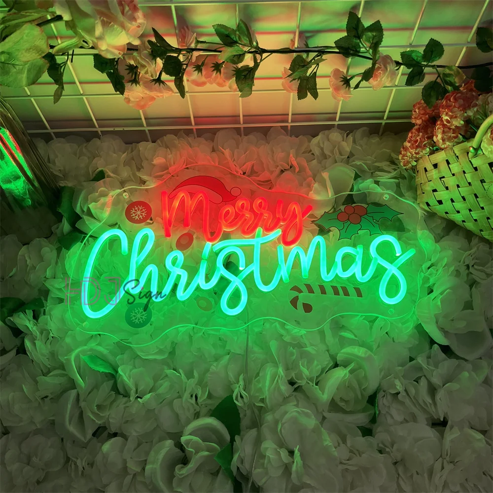 عيد ميلاد سعيد النيون تسجيل ل أدى جدار الأطراف الحانات ديكور المنزل هدايا للعائلة والأطفال زينة السنة الجديدة أضواء النيون