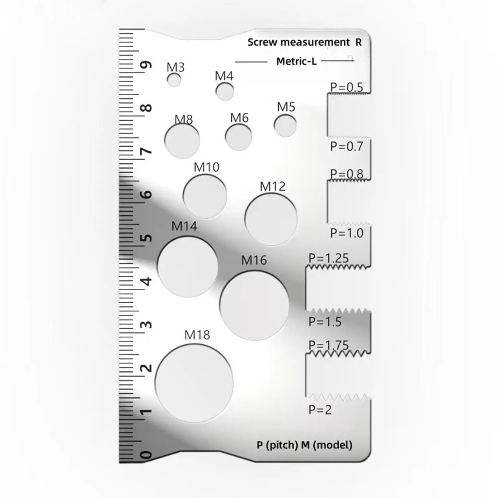 Screw Gauge Stainless Steel Thread Pitch Ruler High Precision Measuring Tool Portable Metric Sizer for Workshop Toolbox