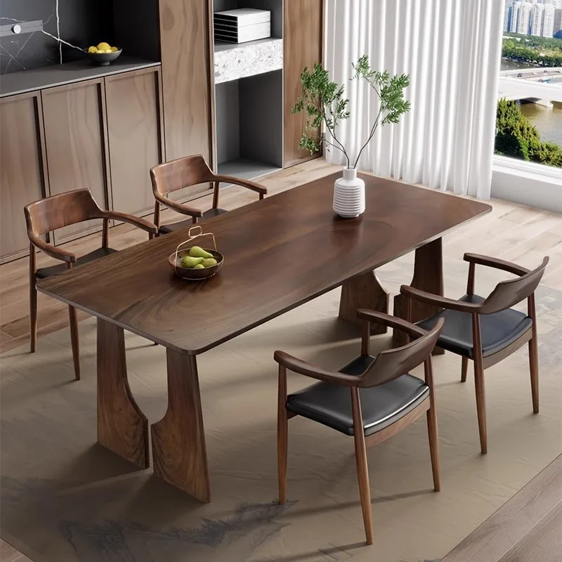 Walnut solid wood dining table, log rectangular dining table, chair, desk, office