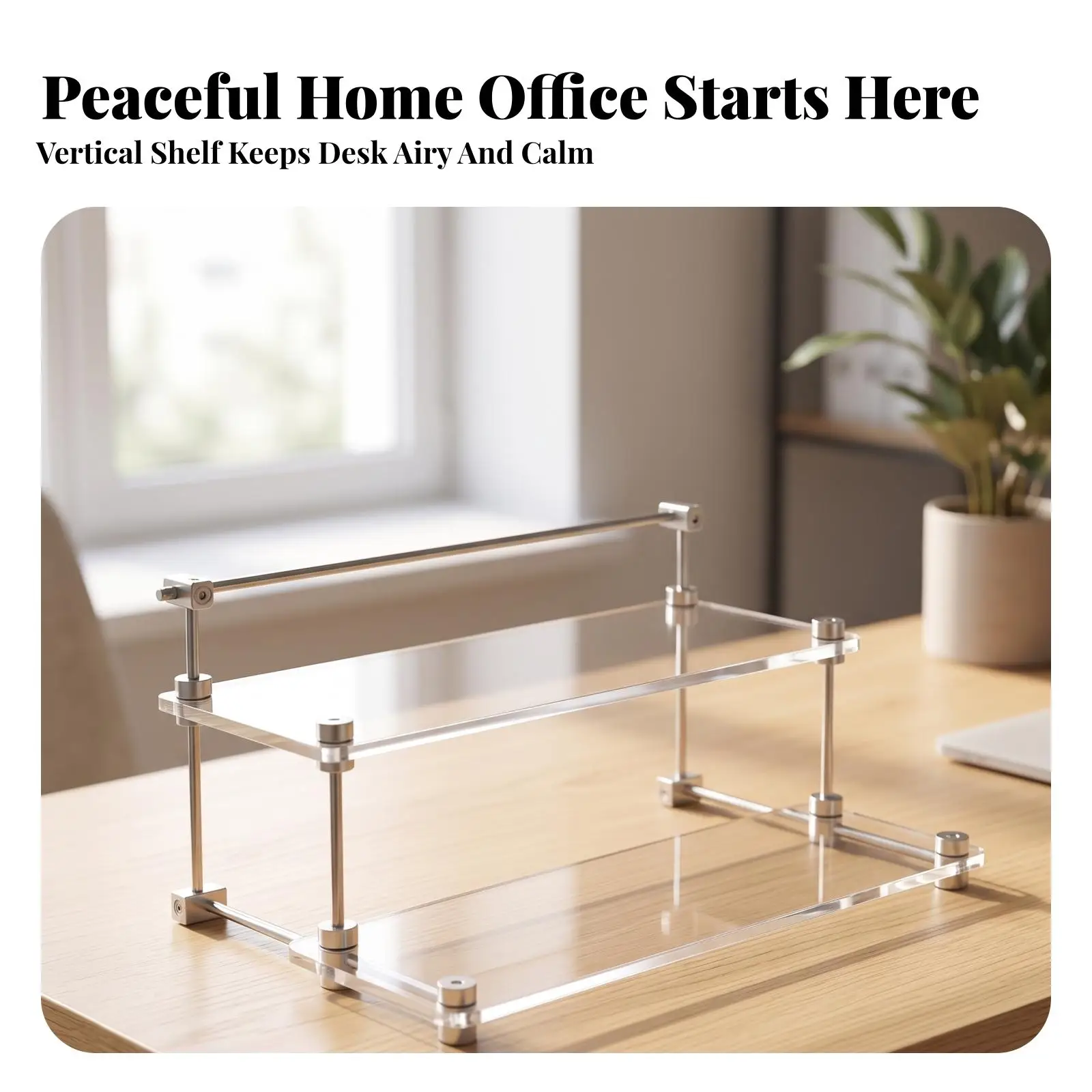 Space-Saving Stepped Tabletop Rack | Open Elevated Frame, Sturdy Metal Rods, Countertop Shelf Organizer, for Office