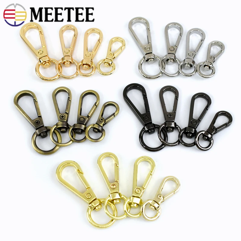 10/20Pcs Meetee 8/10/13mm Metal Buckle Carabiner KeyChain Lobster Clasp Bag Strap Swivel Trigger Clips Snap Hook Accessories