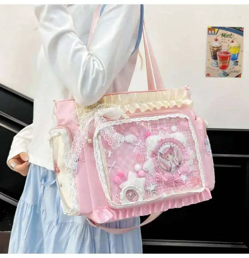 Neue Japanische Süße Schleifen-Ita-Tasche, Lolita-Mädchen Transparente Handtaschen, Modische Große Kapazität Tragetasche, Ästhetische Schultertaschen – Detail 36