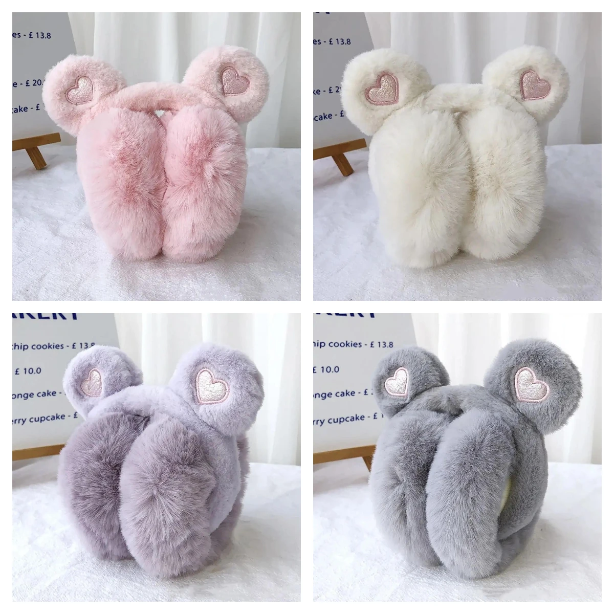 귀여운 곰돌이 귀덮개 겨울용 따뜻한 귀마개 플러시 두꺼운 부드러운 귀덮개 귀 보호 접이식 따뜻한 귀덮개 여성 소녀 어린이용