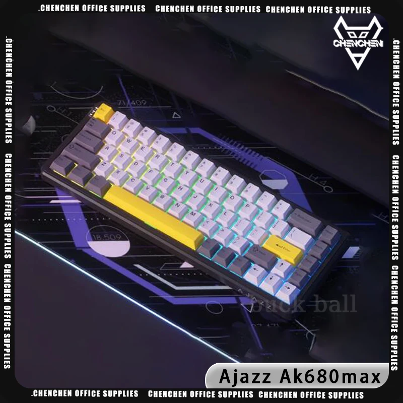 Ajazz Ak680max Magnetic Switch Keyboard Wired 68Keys E-Sports Game 8k Return Rate PC Office Game Mechanical Keyboard Custom Gift