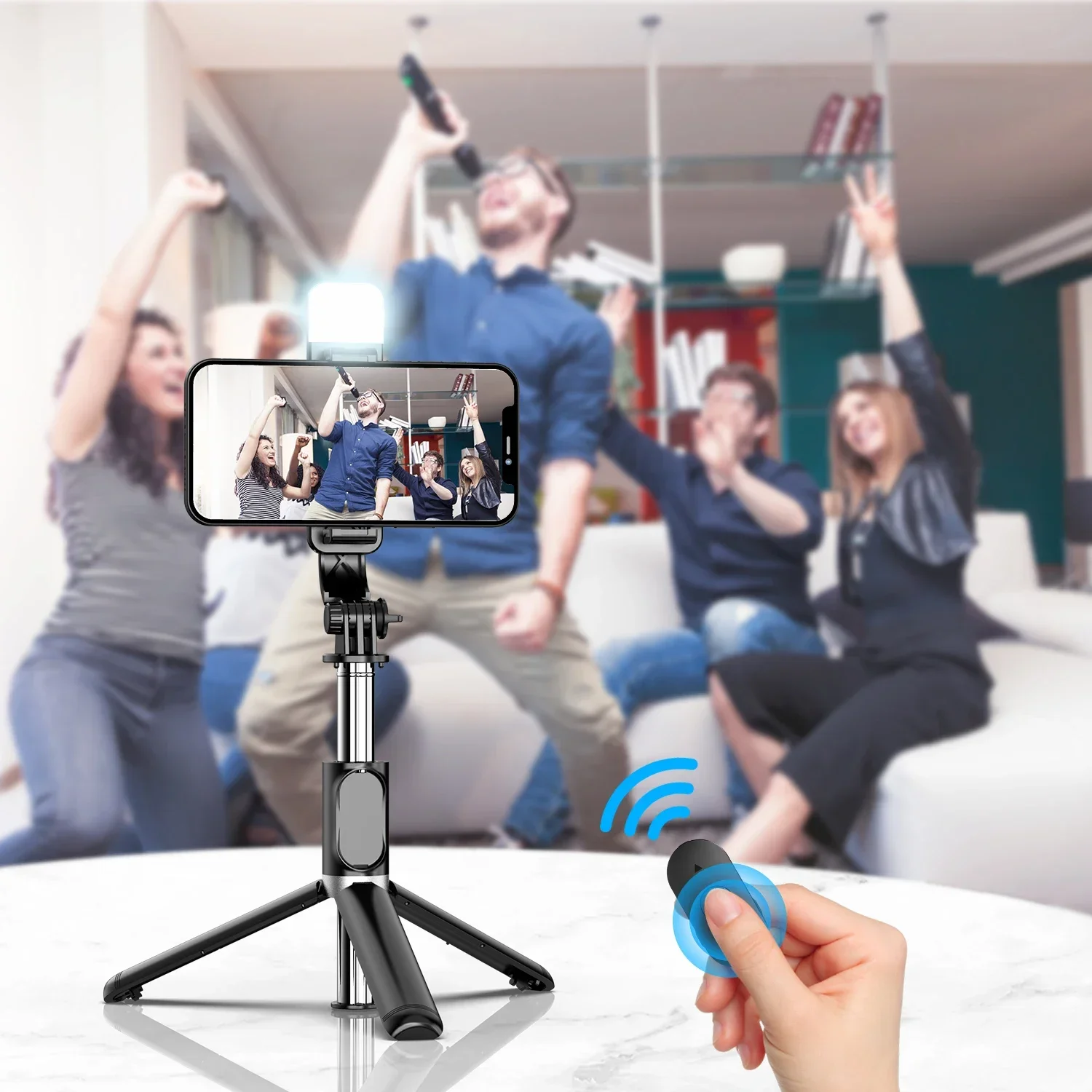 Przenośny 41-calowy statyw do telefonu Selfie Stick z bezprzewodowym pilotem Wysuwany statyw Obracany o 360 stopni dla iPhone Samsung Xiaomi