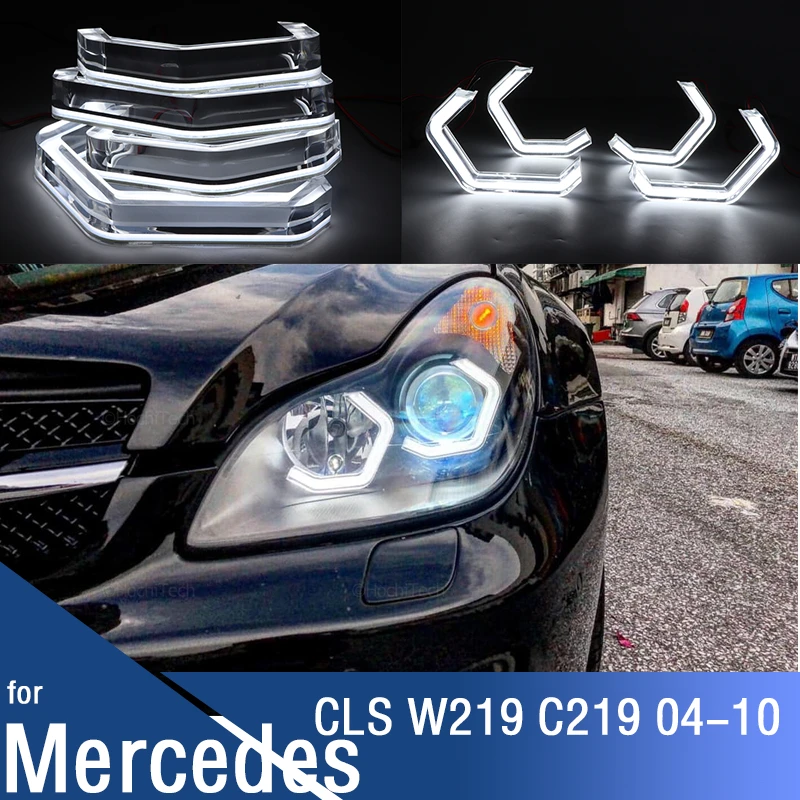 

For MERCEDES BENZ CLS W219 C219 2004-2010 Car Accessories LED Crystal M4 Iconic Style Angel Eyes Light