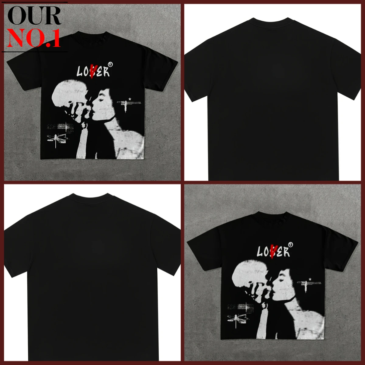 

Oriented New Trendy Brand Streetwear Graphic Print Loose Fit Round Neck Short Sleeve T-Shirt for Men & Women - Black