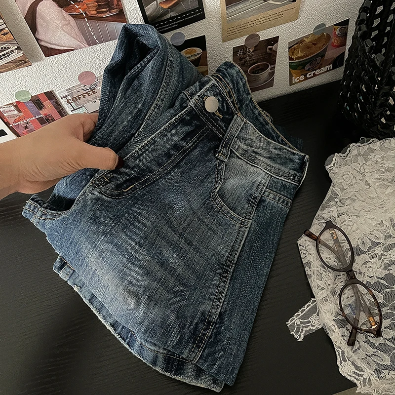 

Women's Soild Color Denim Trousers Fashion High Waist Wide Leg Casuall Pants All Match Female Straight Jeans XS-xl