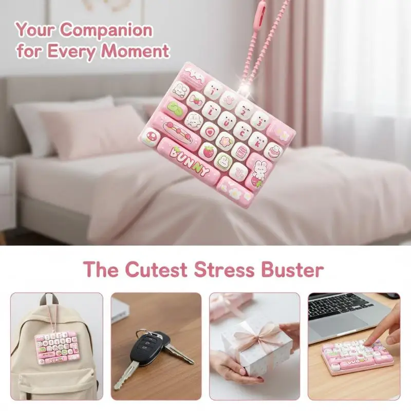 Stress Reducing 26 Key Cute Keyboard Creative Mechanical Fidget Tool for Long Work Hours Tension Relief