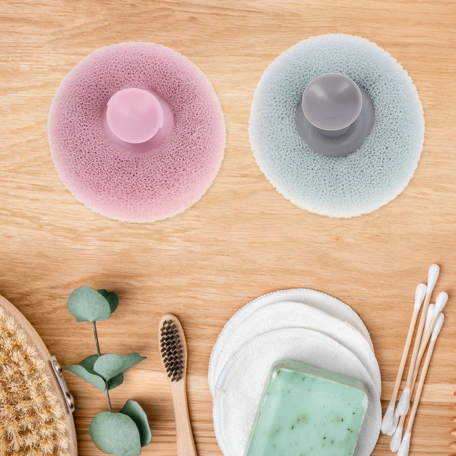 

4pcs Bath Ball Bathroom Scrub Brush Sponge Scrubber With Suction Cup Showering Ball Exfoliating Body Scrubber Bathing Skin