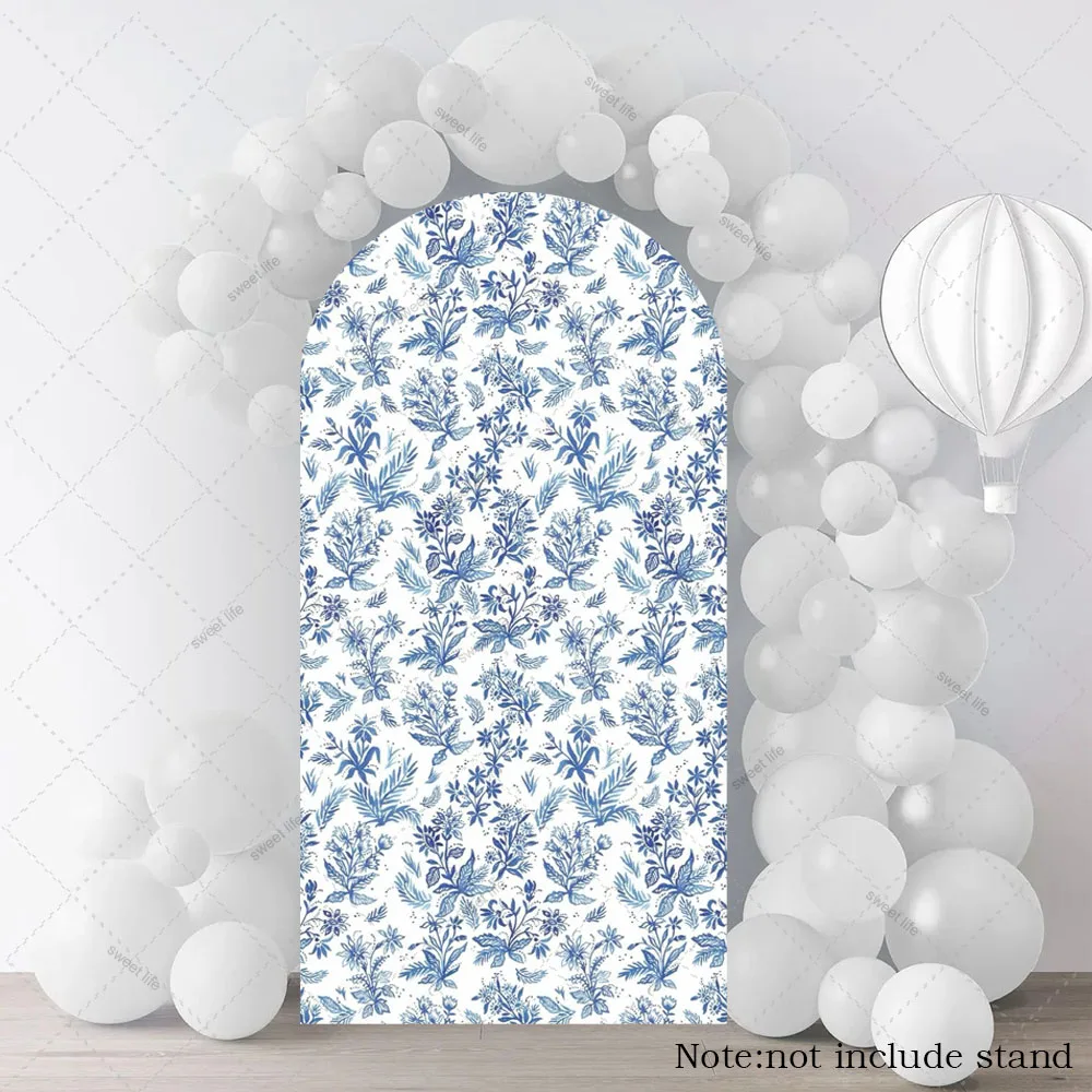 

Blue Plant Animal Pattern Arch Cover Fabric Bride Shower Birthday Party Arch Backdrop Decor