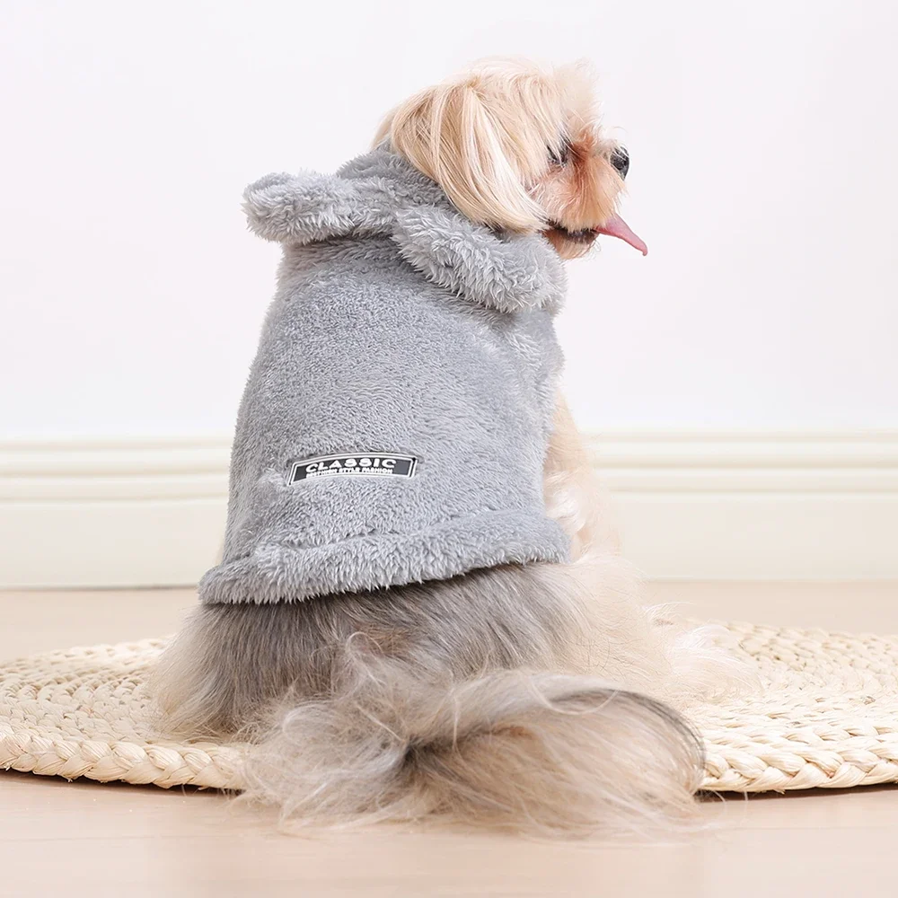 Haustier-Katzen-Mantel, Kapuzenpullover für kleine und mittelgroße Hunde, Winter, warme Fleece-Welpen-Kätzchen-Kleidung, Jacke, gemütliche süße Sphynx-Katzenpullover-Bekleidung – Detail 12