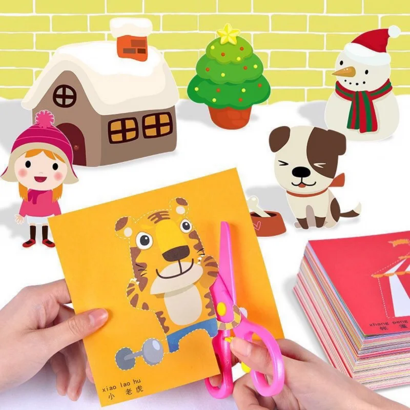 Livre découpé en papier fait à la main, 96 pièces, jouets artisanaux pour enfants, bricolage, dessin animé, Scrapbooking, jouets d'art en papier, jouets d'apprentissage pour enfants, cadeaux