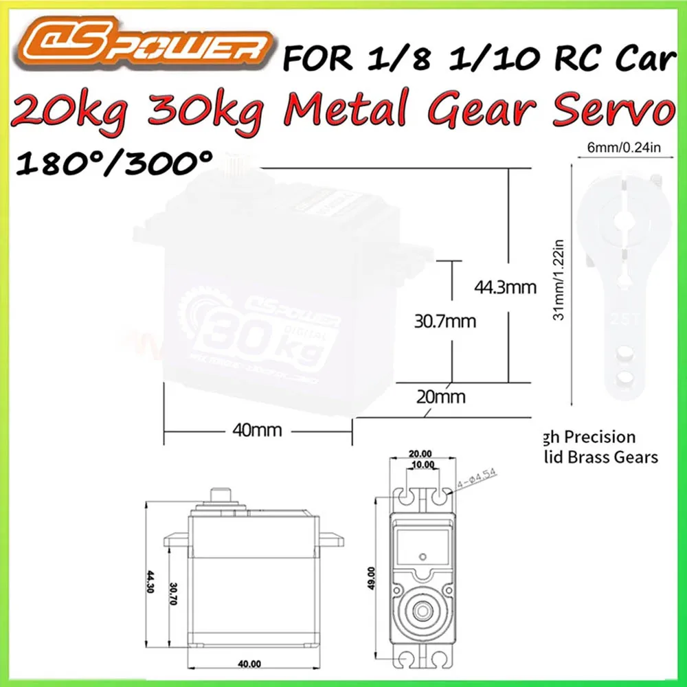 

DSpower 20KG 30KG Digital Servo Metal Gear High Torque Servo for 1/8 1/10 TRX4 TRX6 SCX10 Arrma 104001 Slash Maxx RC Car Truck