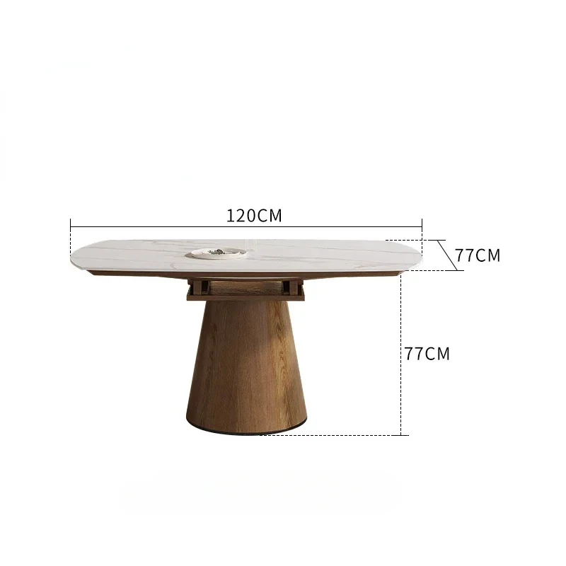 White wax wood modern minimalist square and circular dual-purpose rock board solid wood dining table