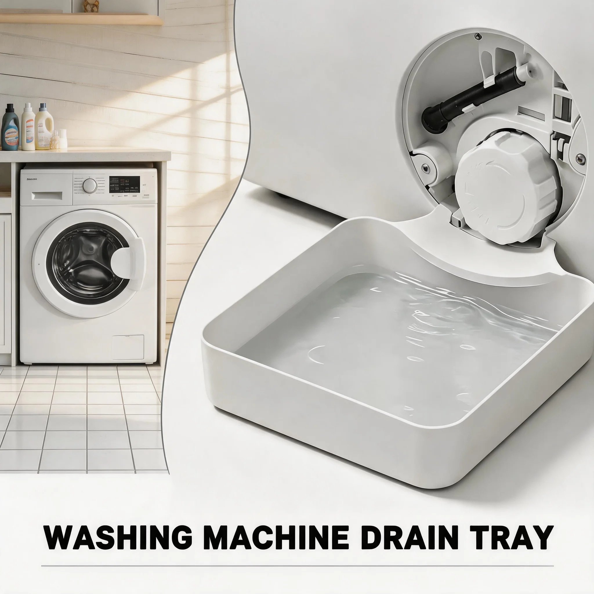 Laundry Washer Water Catcher Drain Pan Anti‑Leak Spill Floor Protector Tray for Front Load Washing Machine Household Accessory