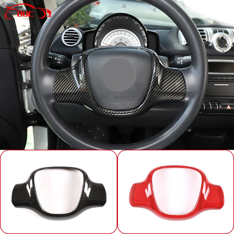 

ABS Carbon Fiber Car Steering Wheel Decoration Cover Trim Frame Sticker For Mercedes-Benz Smart 451 Fortwo 2009-2015 Accessories