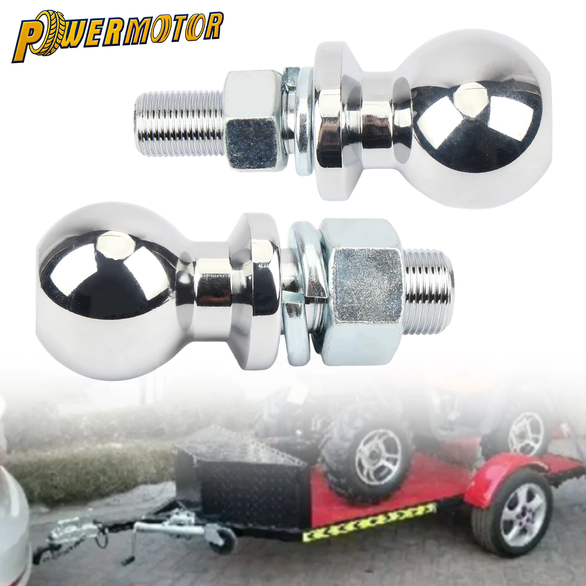 

ATV UTV Ball Head Towing Hitch 50mm Chrome Tow Ball Shank Dia Durable Bumper Replacement Coupling Trailer Parts 2000 3500 6000LB