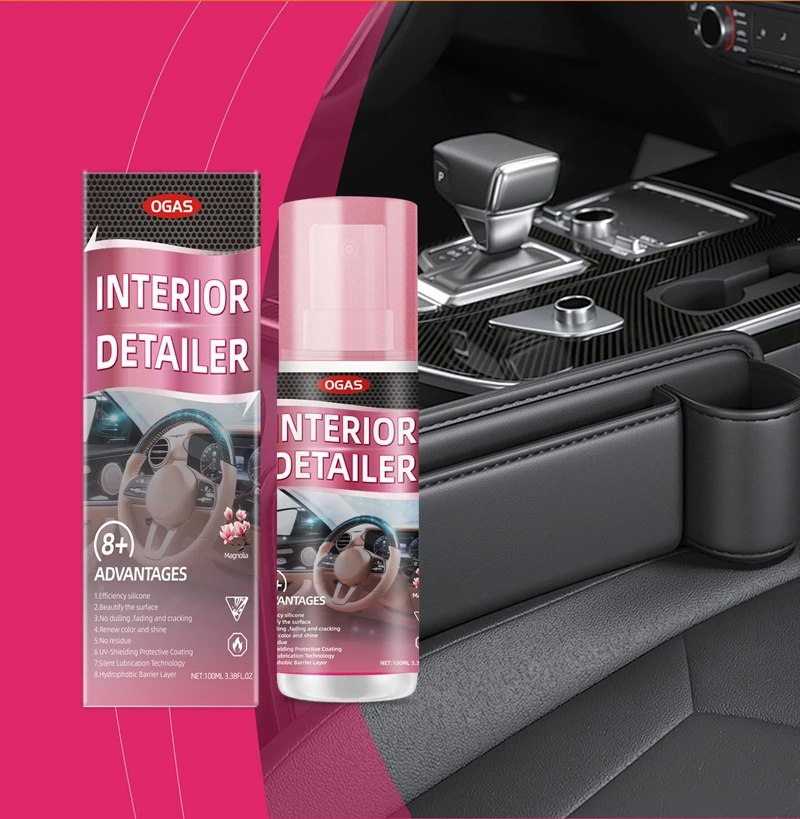 Autoinnenraum-Reiniger, Fahrzeuginnenraum-Politur, 100ml Autoinnenraum-Reiniger, Innenraum-Detailer-Spray, Komplettreiniger für den Autoinnenraum