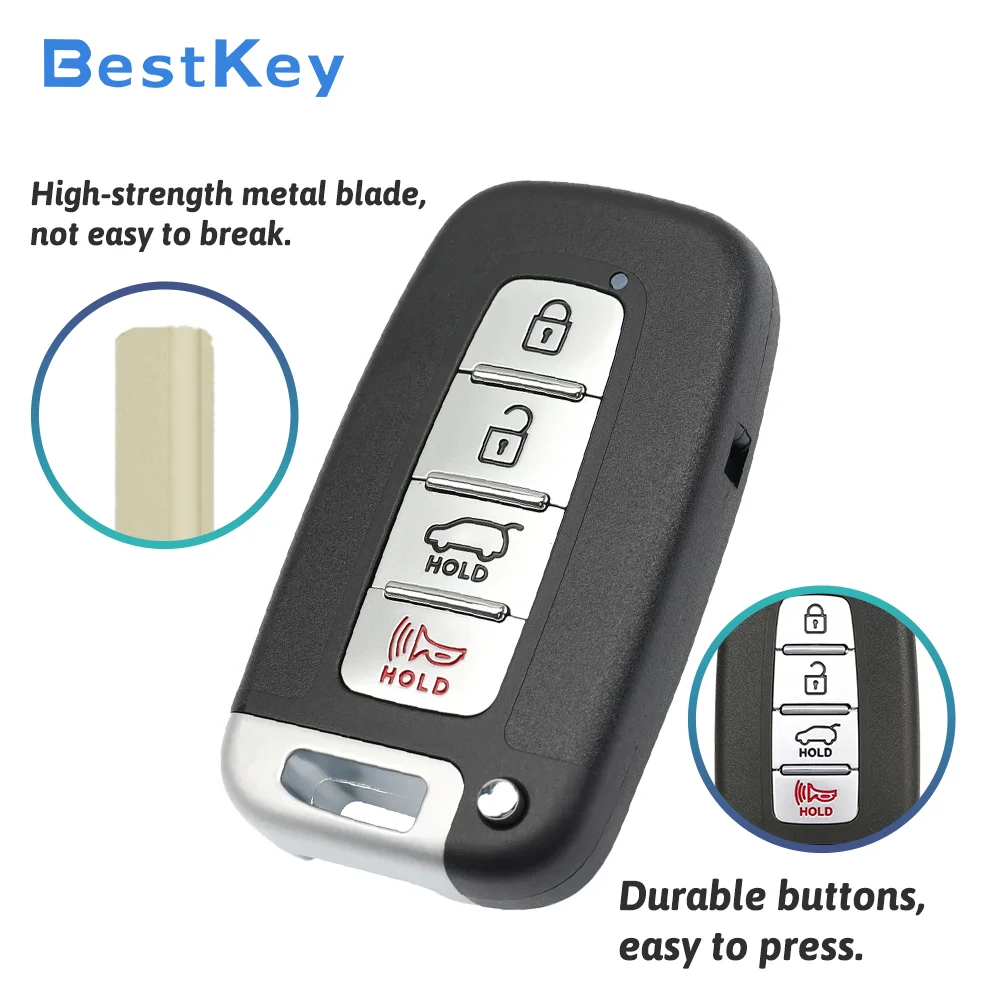 Best Key Remote Fob Replacement Shell 4 Button Hatch Empty Smart Case FCC SY5HMFNA04 for Hyundai Elantra GT 2013‑2015