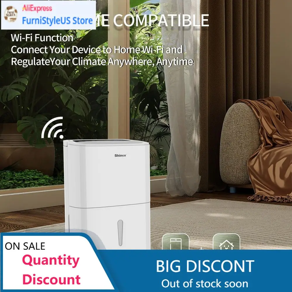 

Popular7,000 Sq. Ft. High-Efficiency Dehumidifier with Pump for Large Spaces, Ideal for Industrial and Basement Use