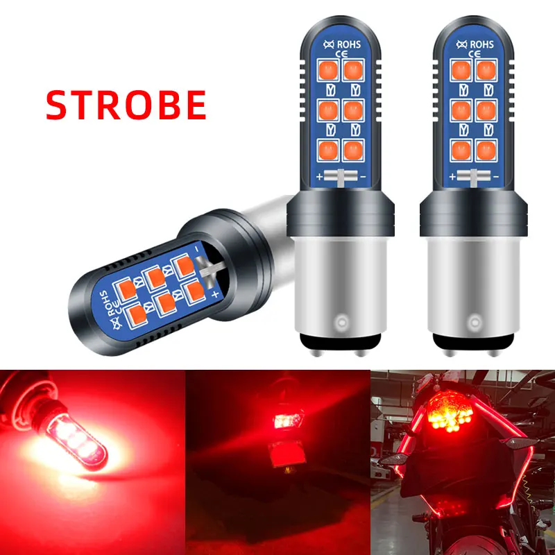 

2X 12V 3030 SMD Auto Signal Lamp strobe Red Color 1157 Led Bulbs for Car Reversing Light Turn Brake Backup Light Universal