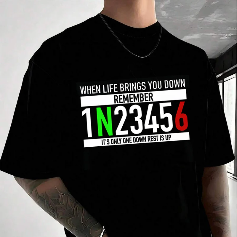 

Мужская повседневная спортивная футболка с коротким рукавом, летний топ, когда жизнь вас подбивает настроение.