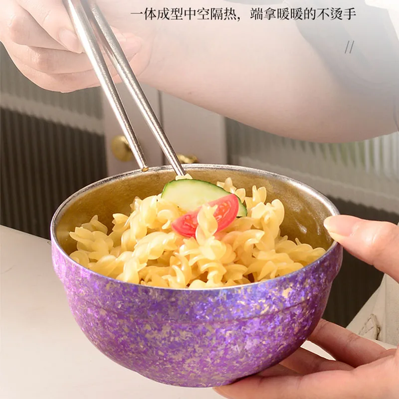 11.5cm Pure Titanium Food Bowl,Double-layer,Heat-insulating,Scalding,High-temperature crystallization,Outdoor Travel Tableware
