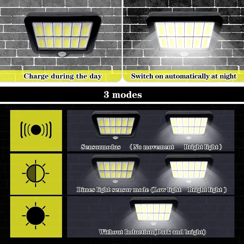 Imagem -03 - Cob Led Solar Split Light Indução Humana Lâmpada de Parede Impermeável Night Lantern Outdoor Garden Yard Modos de Iluminação 6