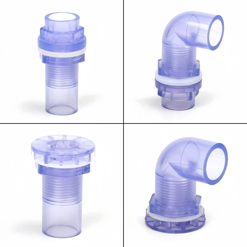 1PC 20/25mm UPVC Pipe Connectors Aquarium Fish Tank Pipe Drainage Joint Irrigation Drain Fittings Water Supply Overflow Adapter