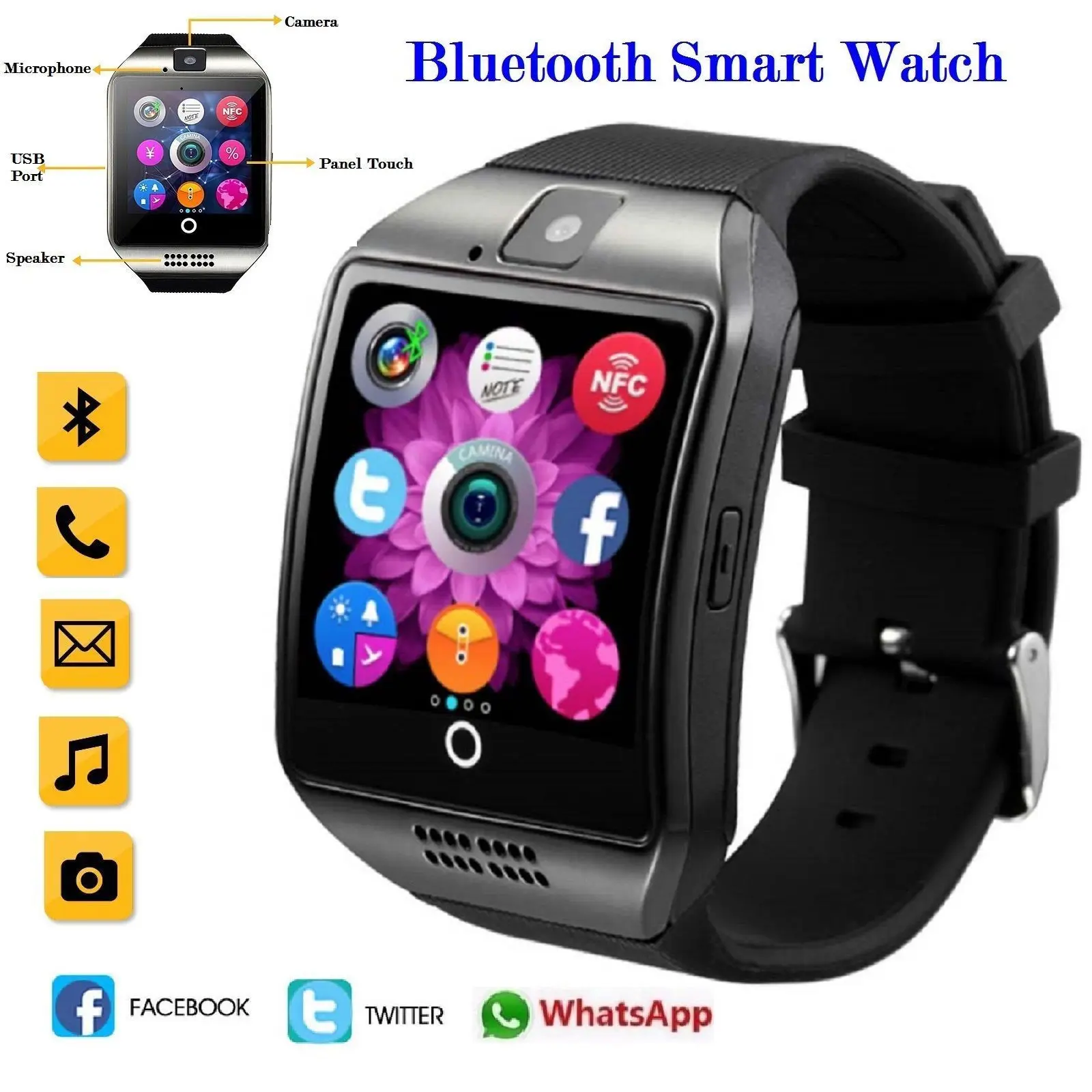 Bluetooth Smart Watch With Camera Women Men Smartwatch For SIM TF Card Slot Fitness Activity Tracker Sport Watch Android Watches