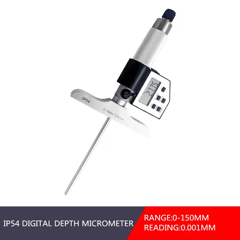 QLR  IP54 Electronic Depth Gauge Depth Micrometer for Measuring Hole and Depth 0-25mm 0-50mm 0-100mm 0-150mm 0-200mm 0-300mm